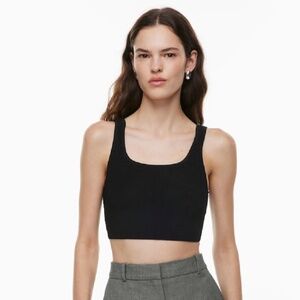 Babaton Sculpt Knit Square Neck Cropped Tank Black Size M | Aritzia Ribbed Stret